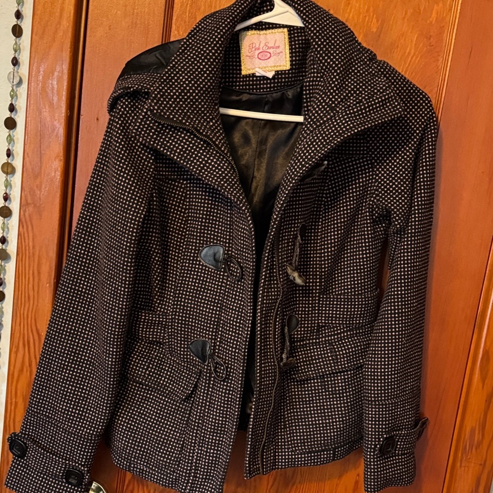 Pink Envelope Black and Pink Dotted Coat Size S